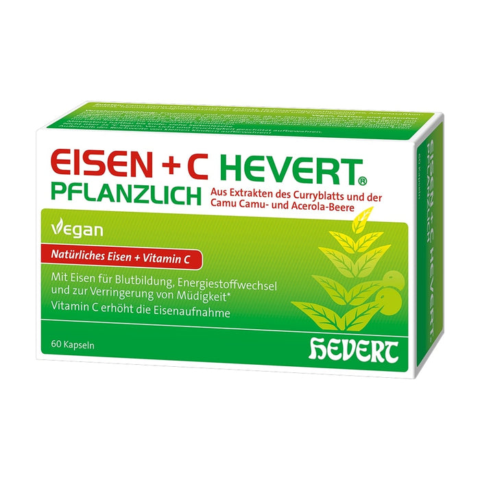 Eisen + C Hevert pflanzlich mit natürlichem Eisen und Vitamin C, 60 St. Kapseln