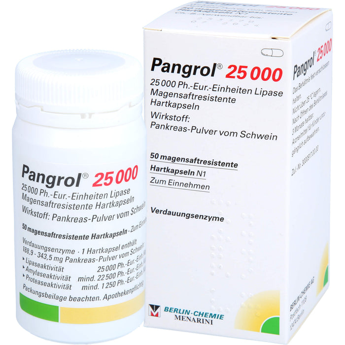 Pangrol 25 000 Kapseln Verdauungsenzyme, 50 St. Kapseln