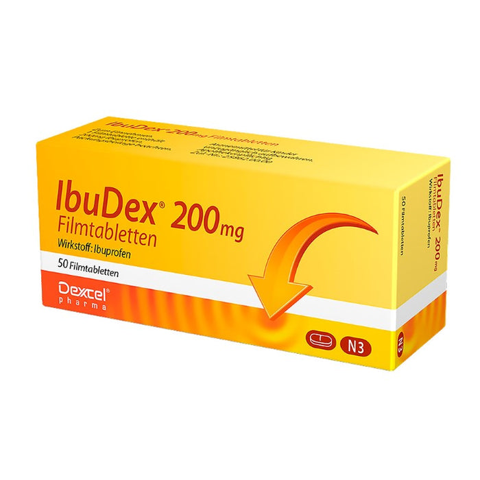 IbuDex 200 mg Filmtabletten bei Schmerzen und Fieber, 50 pcs. Tablets