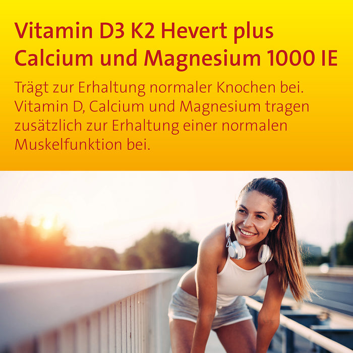 Vitamin D3 K2 Hevert plus Calcium und Magnesium 1.000 I.E. mit 4-fach Osteo-Formel für gesunde Knochen und Muskeln, 60 St. Kapseln