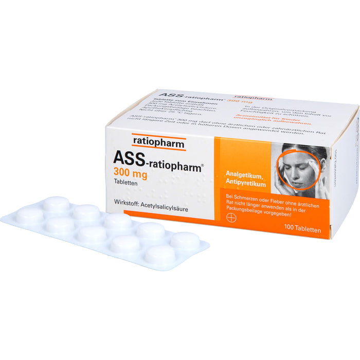 ASS-ratiopharm 300 mg Tabletten bei Schmerzen und Fieber, 100 pcs. Tablets