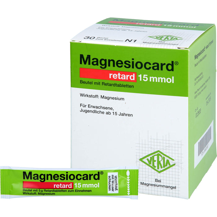 Magnesiocard retard 15 mmol Beutel mit Retardtabletten bei Magnesiummangel, 30 pcs. Sachets