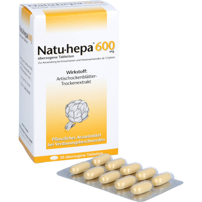 Natu-hepa 600 mg Tabletten bei Verdauungsbeschwerden, 50 St. Tabletten