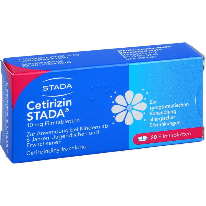 Cetirizin STADA 10 mg Filmtabletten zur symptomatischen Behandlung allergischer Erkrankungen, 20 pc Tablettes