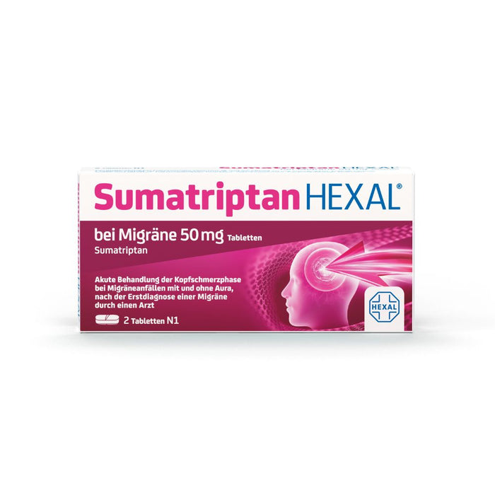 Sumatriptan HEXAL bei Migräne 50 mg Tabletten, 2 pc Tablettes