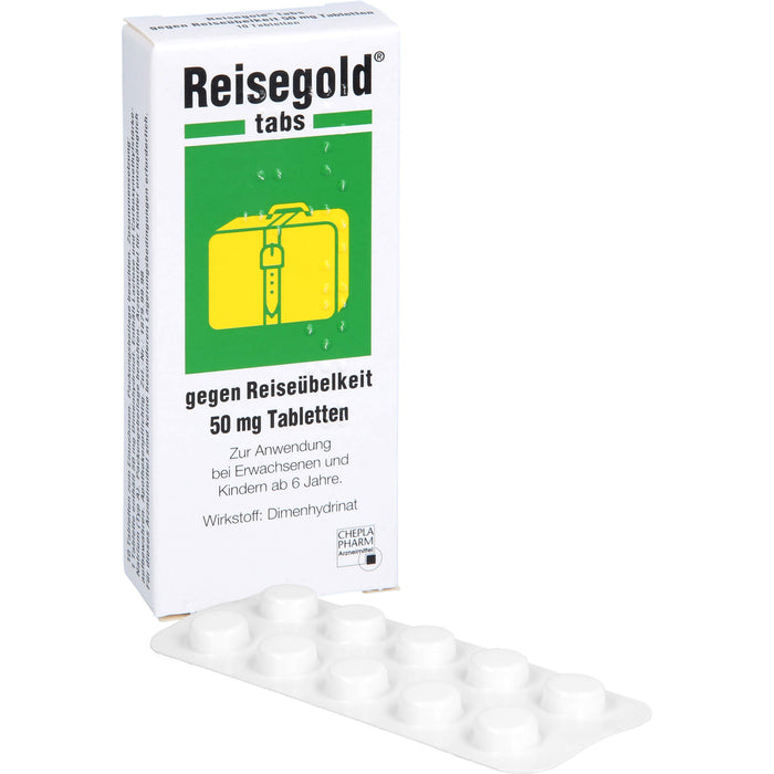 Reisegold tabs Tabletten gegen Reiseübelkeit, 10 pcs. Tablets